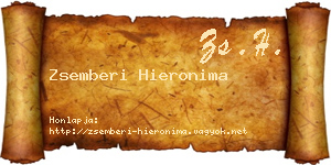 Zsemberi Hieronima névjegykártya